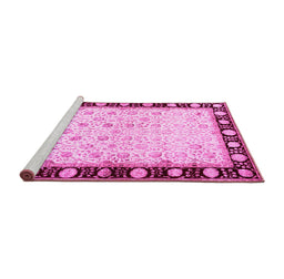 Sideview of Machine Washable Persian Pink Traditional Rug, wshtr2070pnk
