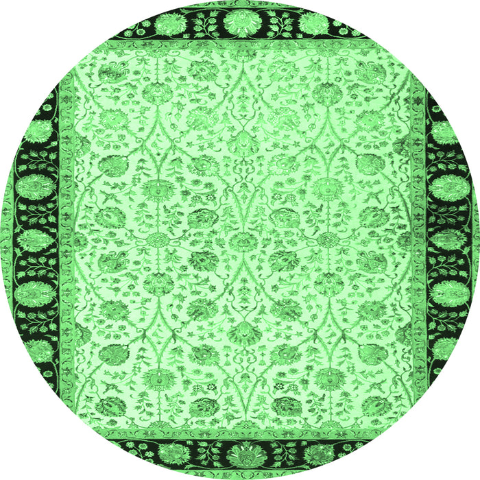 Round Persian Emerald Green Traditional Rug, tr2070emgrn