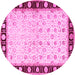 Round Machine Washable Persian Pink Traditional Rug, wshtr2070pnk