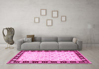 Machine Washable Persian Pink Traditional Rug, wshtr2070pnk