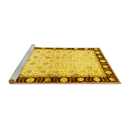 Sideview of Machine Washable Persian Yellow Traditional Rug, wshtr2070yw