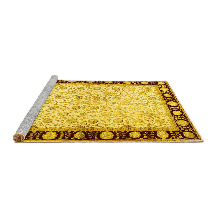 Sideview of Machine Washable Persian Yellow Traditional Rug, wshtr2070yw