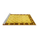 Sideview of Machine Washable Persian Yellow Traditional Rug, wshtr2070yw