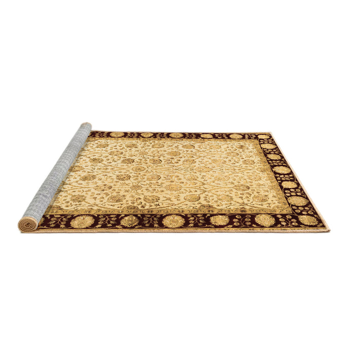 Sideview of Machine Washable Persian Brown Traditional Rug, wshtr2070brn