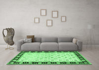 Machine Washable Persian Emerald Green Traditional Rug, wshtr2070emgrn