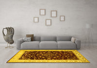 Machine Washable Persian Yellow Traditional Rug, wshtr2071yw