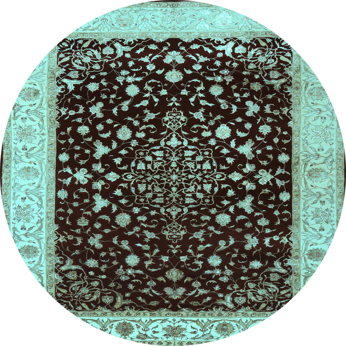 Round Persian Light Blue Traditional Rug, tr2071lblu