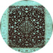 Round Persian Light Blue Traditional Rug, tr2071lblu