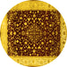 Round Persian Yellow Traditional Rug, tr2071yw