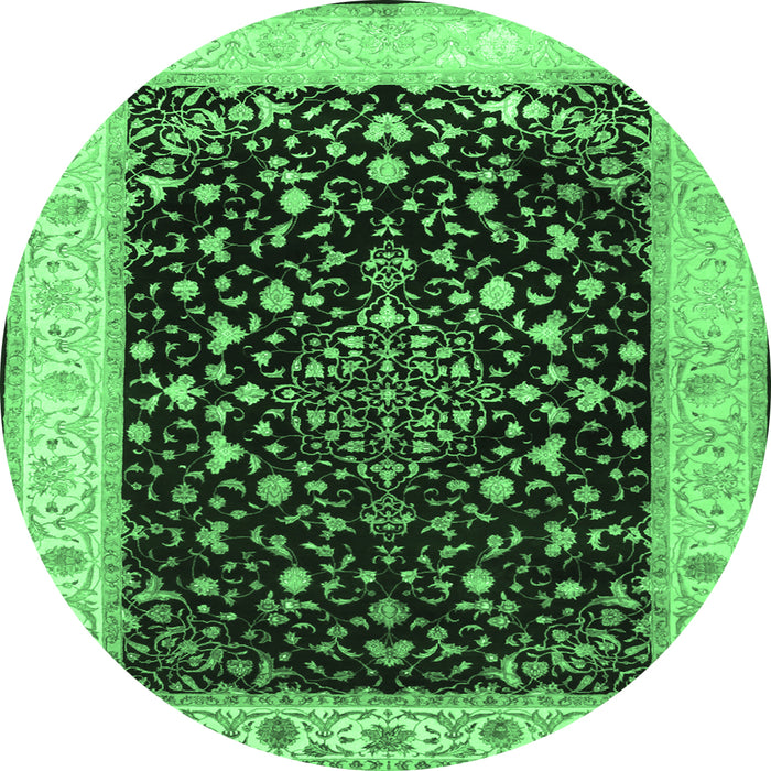 Round Persian Emerald Green Traditional Rug, tr2071emgrn