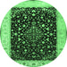 Round Persian Emerald Green Traditional Rug, tr2071emgrn