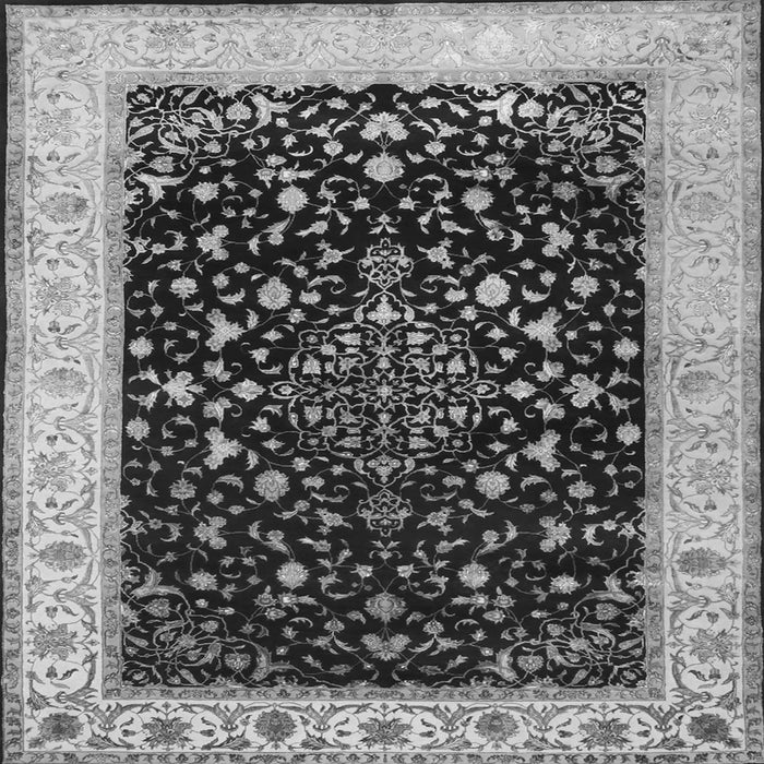 Round Machine Washable Persian Gray Traditional Rug, wshtr2071gry