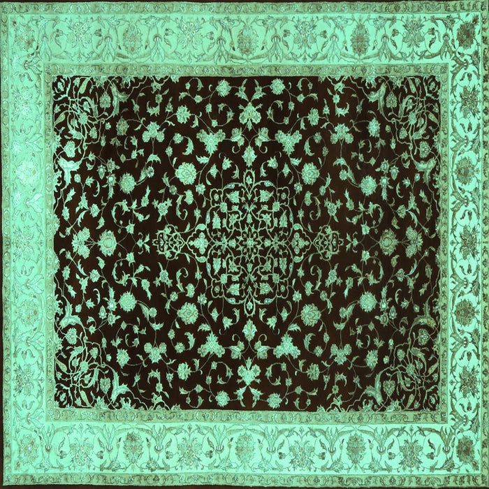 Square Machine Washable Persian Turquoise Traditional Area Rugs, wshtr2071turq