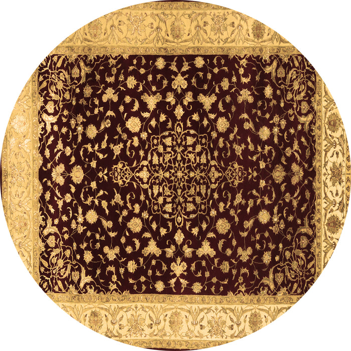 Round Machine Washable Persian Brown Traditional Rug, wshtr2071brn