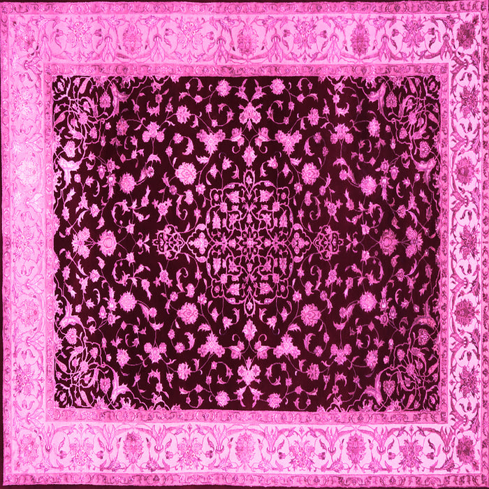 Square Machine Washable Persian Pink Traditional Rug, wshtr2071pnk