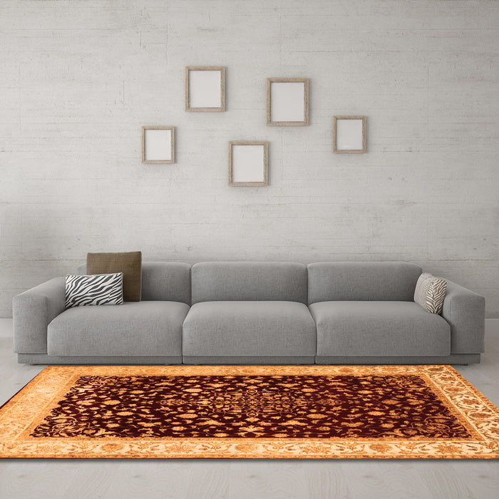 Machine Washable Persian Orange Traditional Area Rugs in a Living Room, wshtr2071org