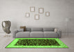 Machine Washable Persian Green Traditional Area Rugs in a Living Room,, wshtr2071grn