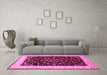 Machine Washable Persian Pink Traditional Rug in a Living Room, wshtr2071pnk