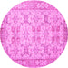 Round Machine Washable Persian Pink Traditional Rug, wshtr2072pnk