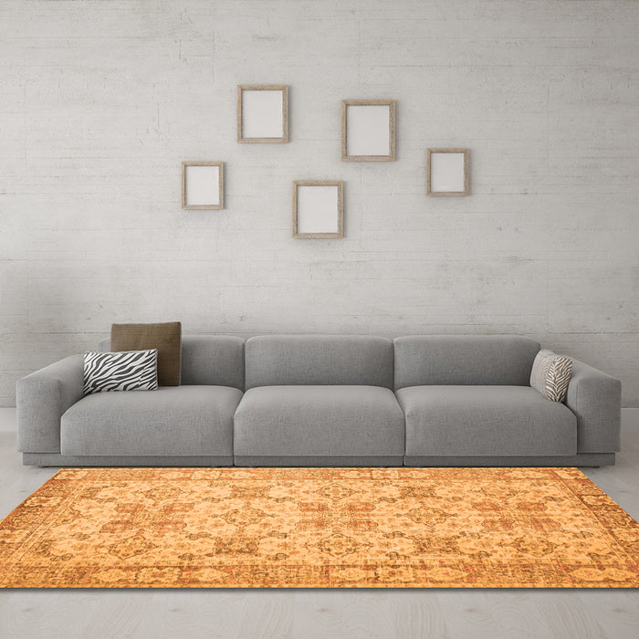 Machine Washable Persian Orange Traditional Area Rugs in a Living Room, wshtr2072org