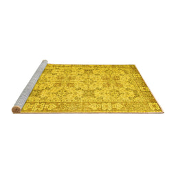 Sideview of Machine Washable Persian Yellow Traditional Rug, wshtr2072yw