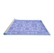 Sideview of Machine Washable Persian Blue Traditional Rug, wshtr2072blu