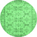 Round Persian Emerald Green Traditional Rug, tr2072emgrn