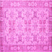 Square Machine Washable Persian Pink Traditional Rug, wshtr2072pnk