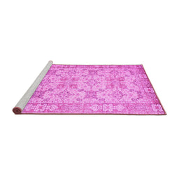 Sideview of Machine Washable Persian Pink Traditional Rug, wshtr2072pnk