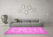 Machine Washable Persian Pink Traditional Rug in a Living Room, wshtr2072pnk