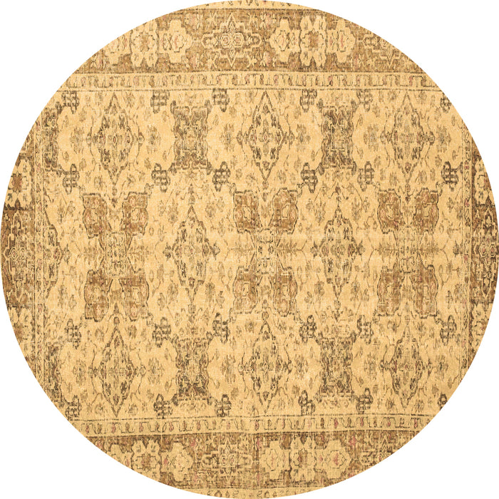 Round Persian Brown Traditional Rug, tr2072brn