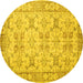 Round Machine Washable Persian Yellow Traditional Rug, wshtr2072yw