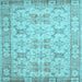 Square Machine Washable Persian Light Blue Traditional Rug, wshtr2072lblu