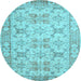 Round Machine Washable Persian Light Blue Traditional Rug, wshtr2072lblu