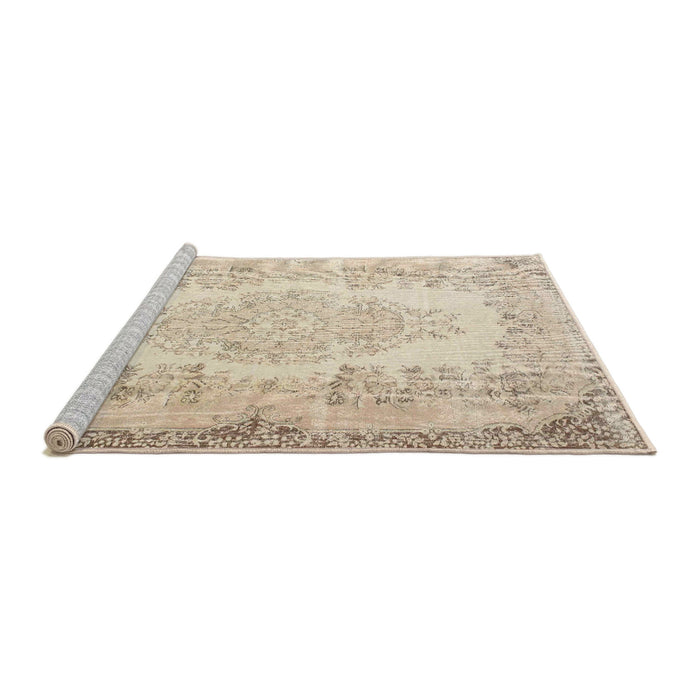 Sideview of Machine Washable Traditional Deep Peach Orange Rug, wshtr2073