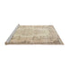 Sideview of Machine Washable Traditional Deep Peach Orange Rug, wshtr2073