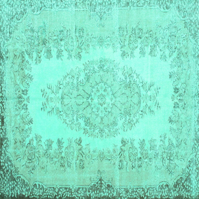 Square Machine Washable Persian Turquoise Traditional Area Rugs, wshtr2073turq