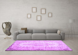 Machine Washable Persian Purple Traditional Area Rugs in a Living Room, wshtr2073pur