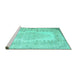 Sideview of Machine Washable Persian Turquoise Traditional Area Rugs, wshtr2073turq