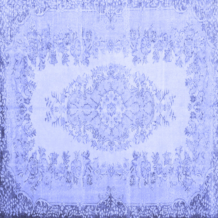 Square Machine Washable Persian Blue Traditional Rug, wshtr2073blu