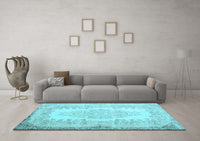 Machine Washable Persian Light Blue Traditional Rug, wshtr2073lblu