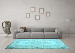 Machine Washable Persian Light Blue Traditional Rug in a Living Room, wshtr2073lblu