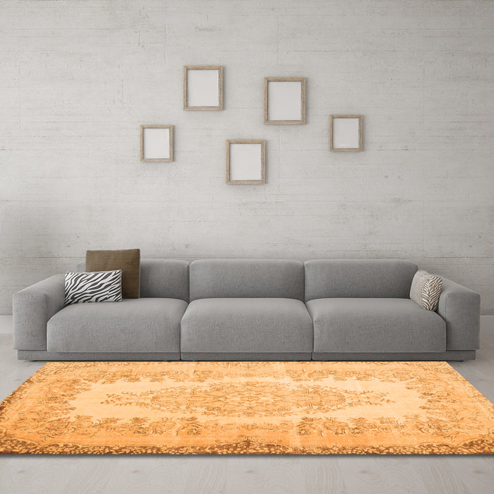 Machine Washable Persian Orange Traditional Area Rugs in a Living Room, wshtr2073org