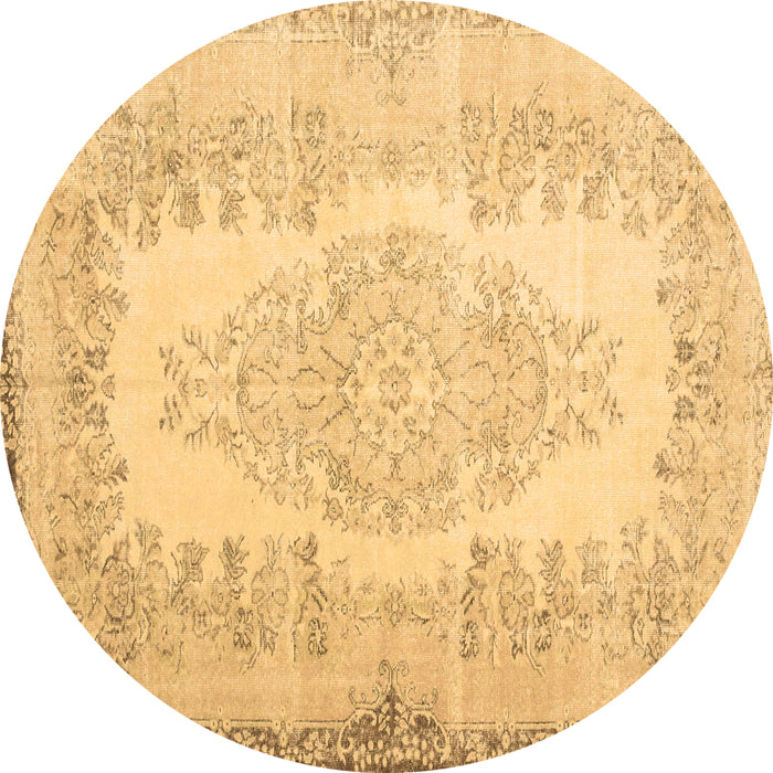 Round Machine Washable Persian Brown Traditional Rug, wshtr2073brn