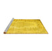 Sideview of Machine Washable Persian Yellow Traditional Rug, wshtr2073yw