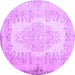 Round Machine Washable Persian Purple Traditional Area Rugs, wshtr2073pur