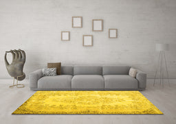 Machine Washable Persian Yellow Traditional Rug in a Living Room, wshtr2073yw