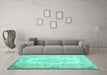 Machine Washable Persian Turquoise Traditional Area Rugs in a Living Room,, wshtr2073turq