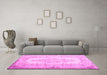 Machine Washable Persian Pink Traditional Rug in a Living Room, wshtr2073pnk