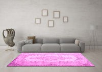 Machine Washable Persian Pink Traditional Rug, wshtr2073pnk